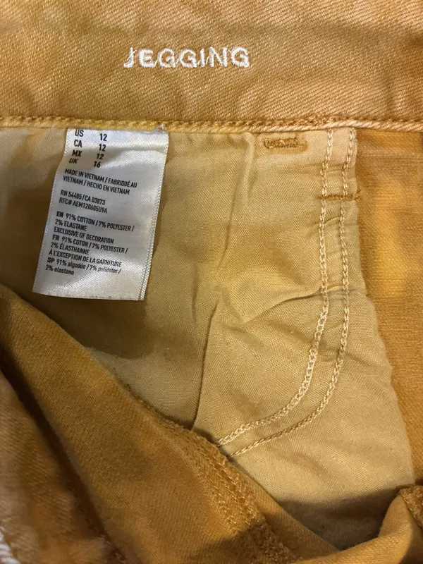 American Eagle Outfitters Women's Tan Denim Jegging Super Stretch Button Zip - Image 3