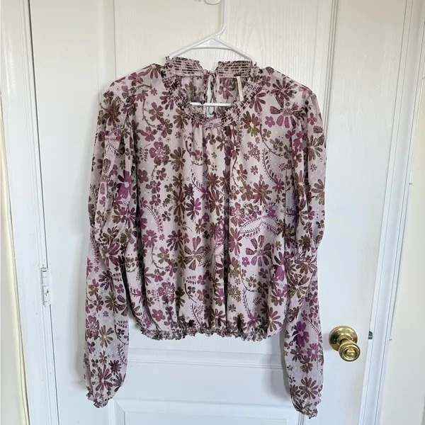 Free People Clarissa Purple Floral Blouse - Image 4