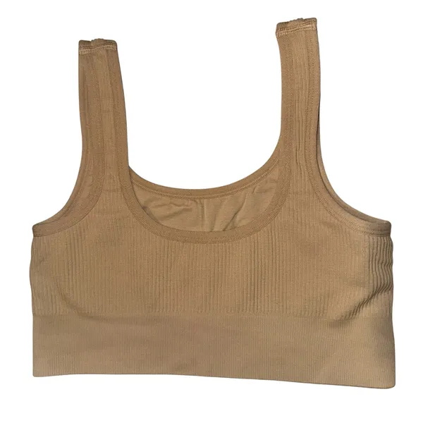 Quince Comfort Rib Tank Bralette Sand Women's Small Soft Beige Comfy Pull On - Image 3