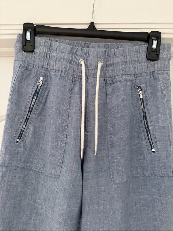 Athleta Light Blue Linen Drawstring Joggers Size 0 - Image 2
