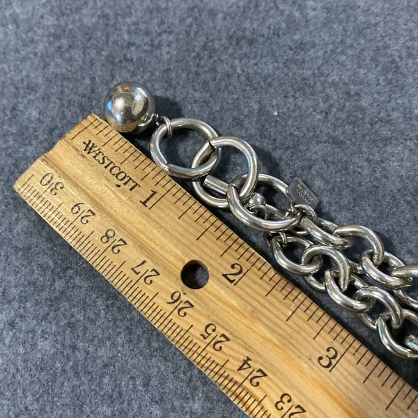 Anne Klein Authentic Ribbed Heart Silver Tone‎ Vintage 80's Necklace Link Toggle - Image 10