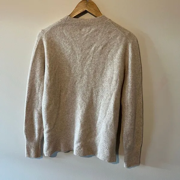 J. Crew Extra Soft Crewneck Sweater Heather Oatmeal Tan Small - Image 3