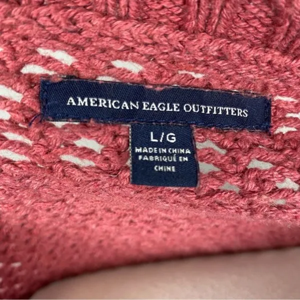 American Eagle Mauve Loose Knit Chunky Sweater Large Crew Neck - Image 6
