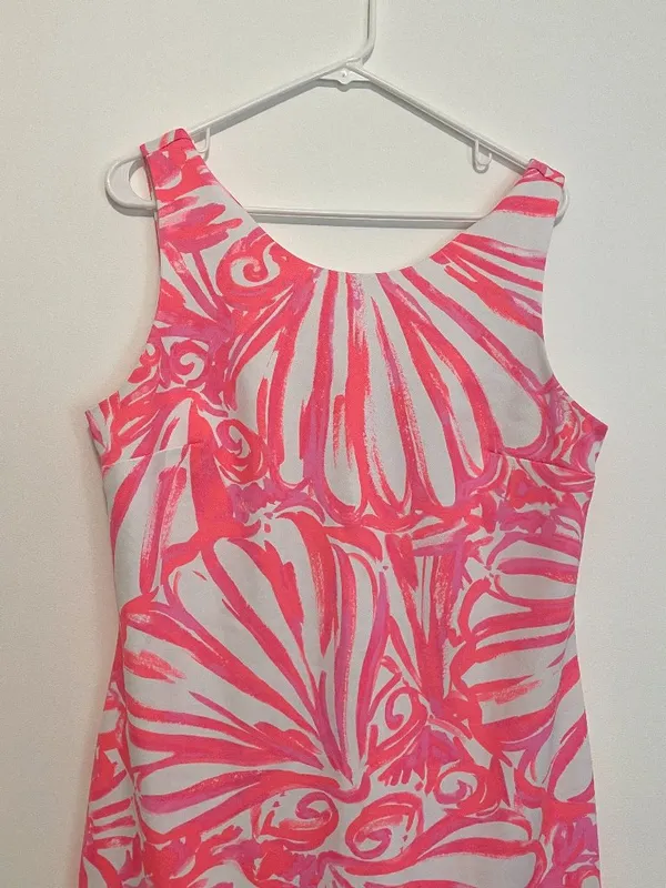 LILLY PULITZER Callie Shift Dress Pink Sun Ray Shimmy Shimmy Neon Seashell Large - Image 4