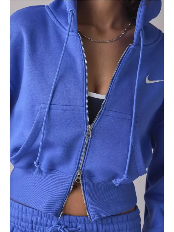 Nike Sportswear Phoenix Fleece Loose Full-Zip Cropped Hoodie NWT Light Blue Med - Image 6