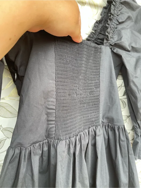 Hill House Black Smocked Mini Dress XS Cotton Whimsigoth Cottagecore - Image 9