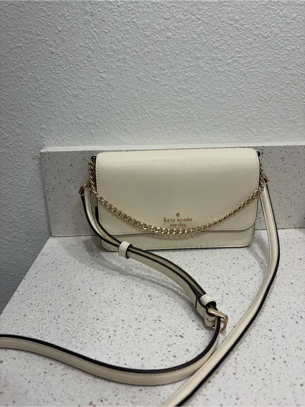 Kate Spade Madison Flap Crossbody Bag White Leather Purse KC430 Small EUC - Image 2