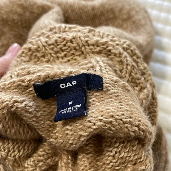 Gap Tan Heathered Wool/Cotton Turtleneck Sweater Size M - Image 4
