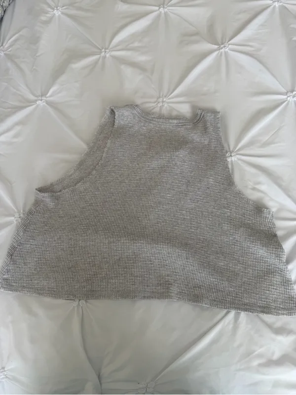 aerie Light Gray Waffle Henley Tank - Image 2
