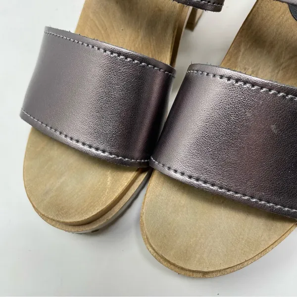 Sven Originals 2 Strap Buckle Wood Swedish Wooden Sandals Clogs Pewter 35 5 - Image 5