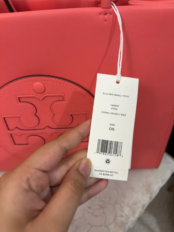 NWT Tory Burch Ella Small Tote in Coral Crush - Image 4