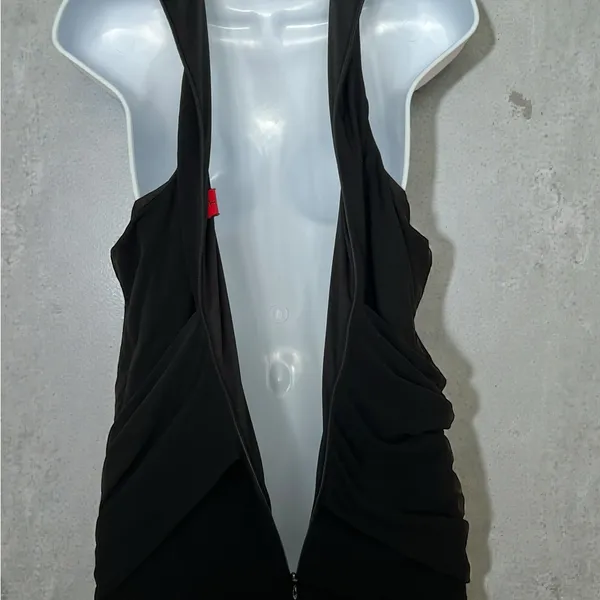 Halston - Lang Black Ruched Jersey Maxi Dress Size 14 Racerback - Image 11