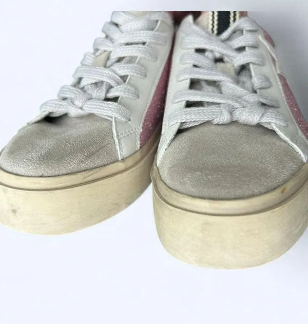 Shu Shop REBA White & Pink Sparkle Tennis Shoes Fashion Sneaker size 6.5 Glitter - Image 7