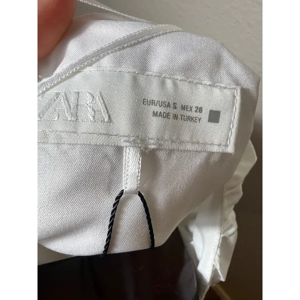 NWT ZARA Balloon‎ Poplin Top White Puff Sleeve Blouse Size S - Image 6