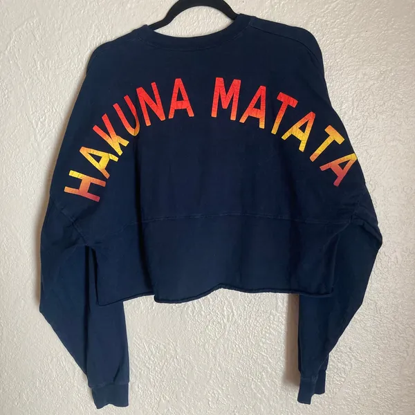 Disney The Lion King Hakuna Matata Dark Blue Cropped Spirit Jersey Size Medium - Image 4