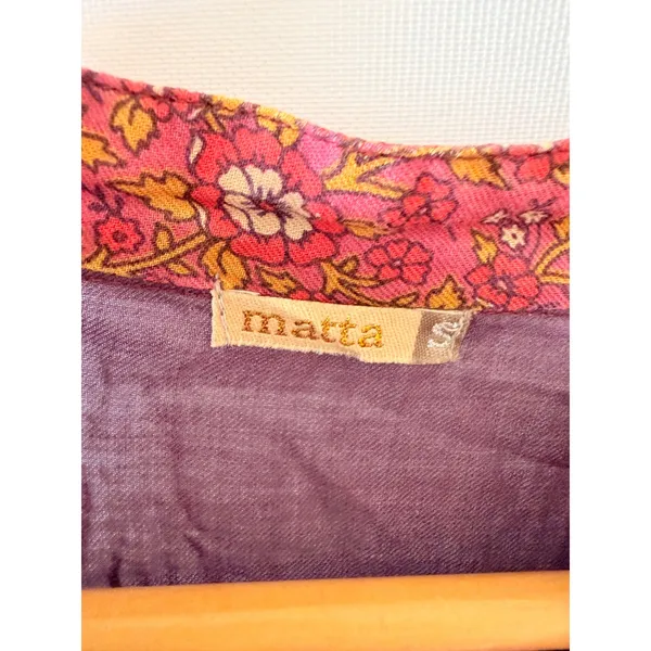 Matta Tunic Dress Womens Orange Purple Floral Block Print Small - Image 3