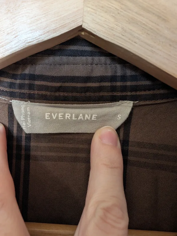 NWOT Everlane The Field Checkered Oversized Midi Dress Small Brown/Black - Image 3