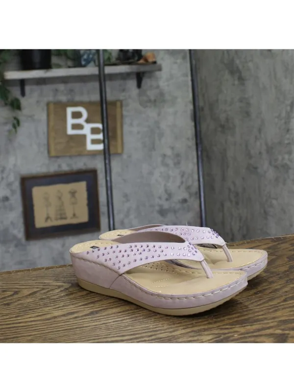 NWT G.C. Shoes Womens Tiana Embellished Comfort Wedge Sandals Tiana Purple 7.5M - Image 6