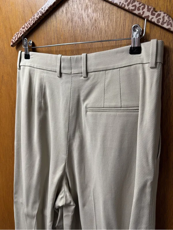 St. John High Rise Wool Blend Wide Leg Pleated Trousers Pants Beige Cream 6 - Image 4