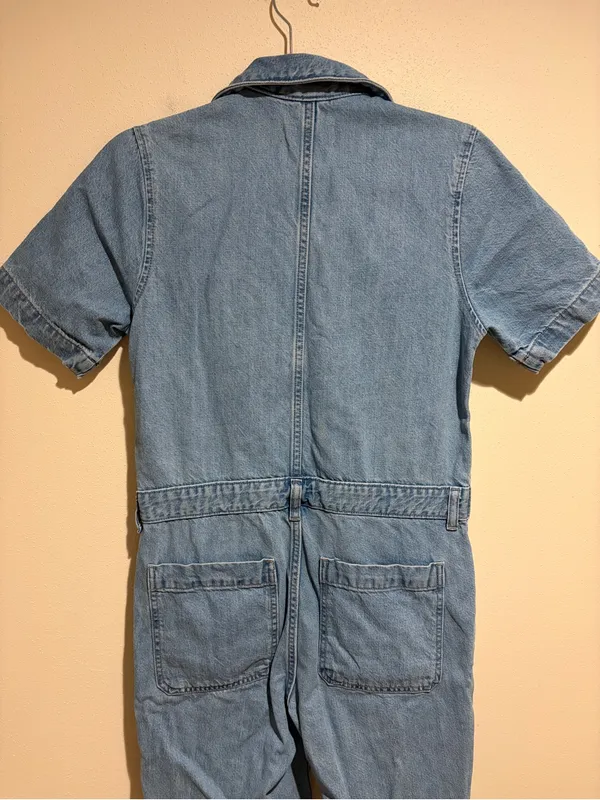 Everlane Light Wash Denim Short Sleeve Coverall Jumpsuit Boilersuit Utility 0 - Image 13