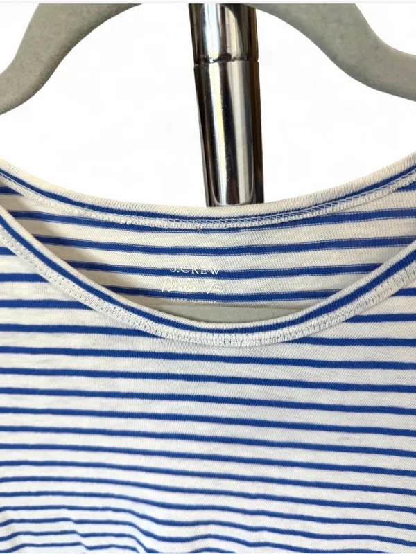 J Crew ‘Painter Tee’ Blue & White Striped T-Shirt Sz S 100% Cotton - Image 3