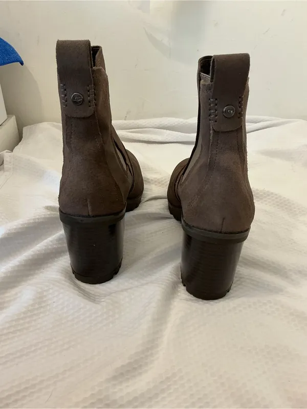 UGG Taupe Suede Chelsea Block Heel Ankle Boots - Image 5