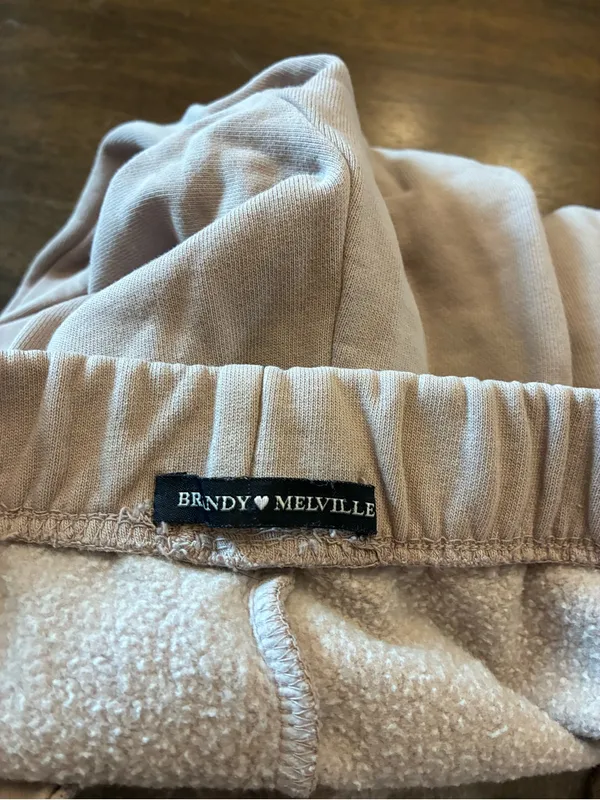 Brandy Melville Sweatpants Joggers Once Size Tan - Image 2