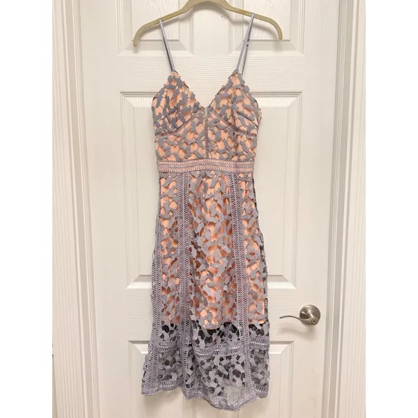 ELLIATT Tingle Lace Midi Dress‎ Lavender Crochet V-Neck Cocktail XS - Image 3