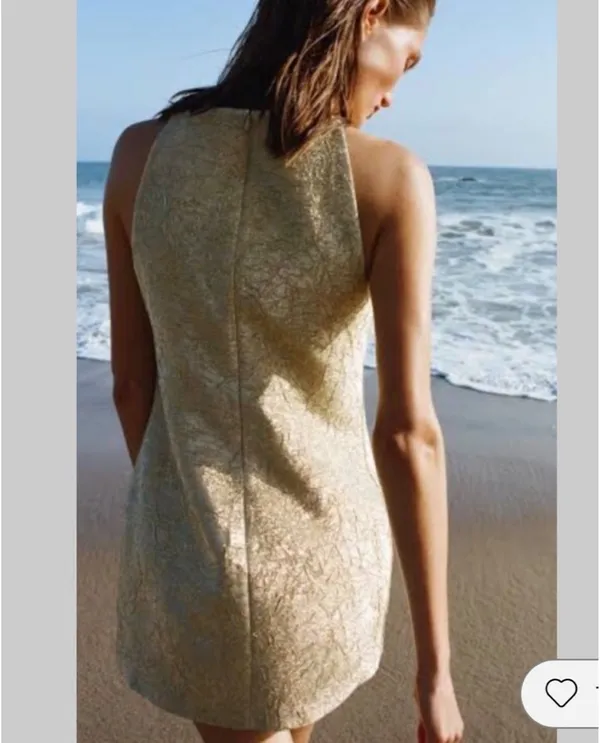 Zara Metallic Gold Mini Dress - Image 2