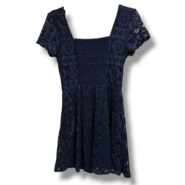 Aeropostale Navy Lace Corset Dress Fit‎ Flare Square Neck Coquette Mini M NWT - Image 3