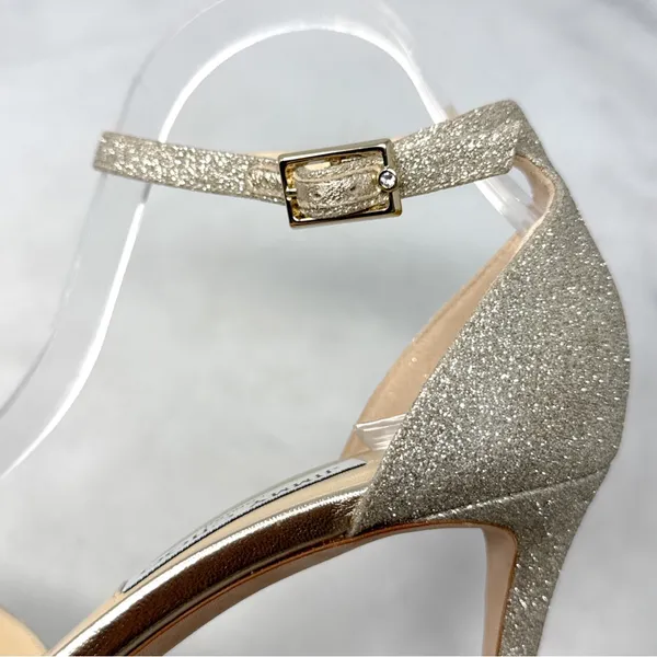 Jimmy Choo Annie 85 Glitter Ankle Strap Open Toe Mid Height Sandal Heels Formal - Image 4