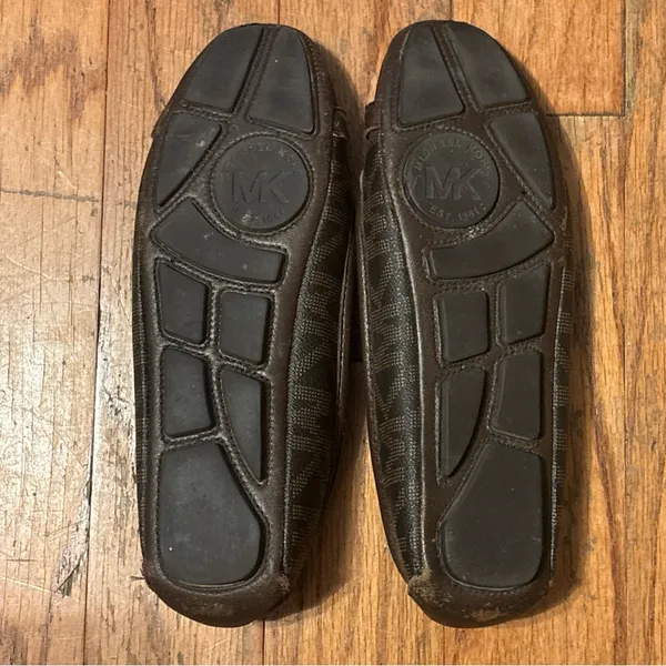 Michael Kors Brown Signature Logo Ballet Flats with Gold Medallion - Image 2