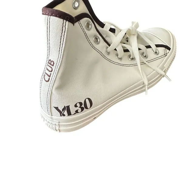Converse By You High Top Shoe Sneaker‎ Womens 7.5 White Brown Wellness Club - Image 5