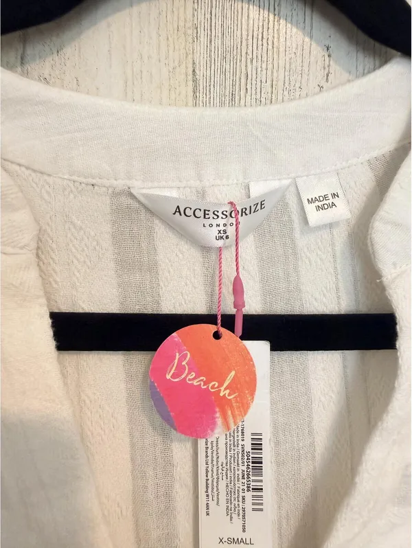 Accessorize London White Cotton Tiered Beach Dress XS NWT - Image 3