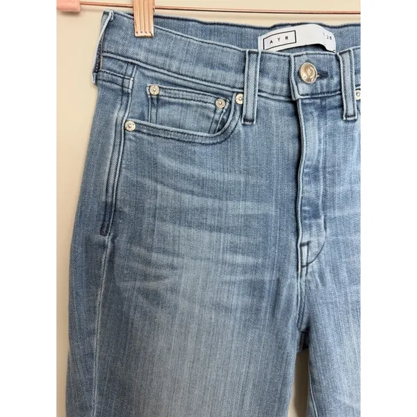 AYR The Pop Straight Jeans High Rise Medium Wash Stretch Denim Women's Size 28 - Image 9