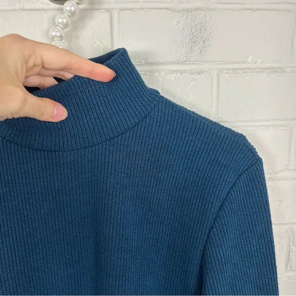 Lularoe Blue Ribbed Mock Neck Lightweight Knit Long Sleeve Size S - Image 5