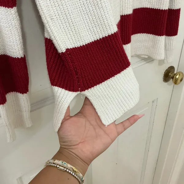 For The Republic Rugby Stripe Sweater Women's M Striped Nautical Preppy Shaker - Image 3