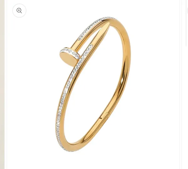 Stone Paved Hinged Bangle Bracelet Gold - Image 4