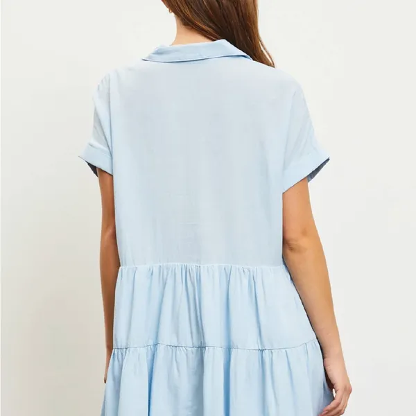 Mustard Seed Sky Blue Tiered Mini Dress - Image 3
