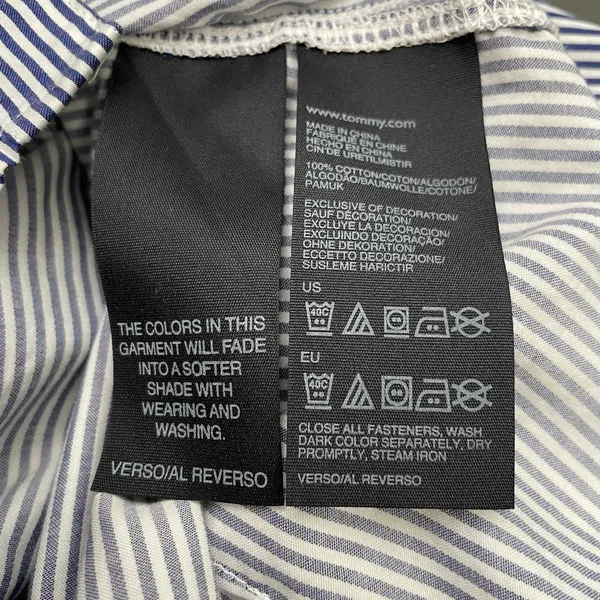 Tommy Hilfiger Button Up Shirt Size M Blue Striped Oxford Prep Classic Academia - Image 8