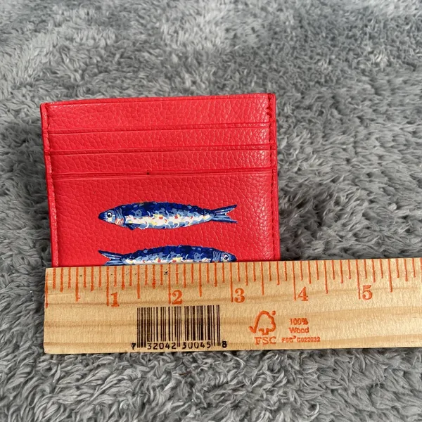 Vera & Lucy Vera Bradley Sardine Fish Card Case Wallet Slim Credit Card Red Blue BTF 6 Slots - Image 5