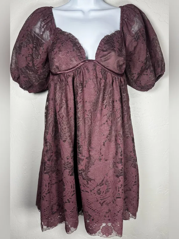 Altar’d State Vivika Lace Babydoll Mini Dress Size Small - Image 4