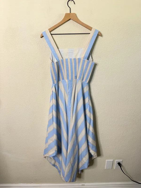 Summersalt Anthropologie The Coastal‎ Poplin Tie Waist Midi Dress Stripe Size L - Image 6