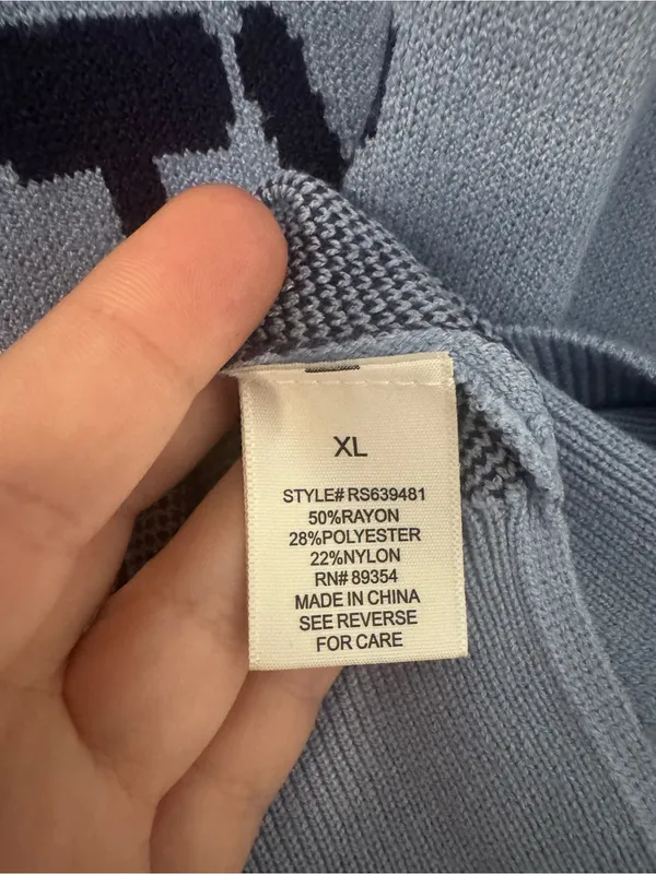 No Comment Light Blue "Pretty Please" Graphic Knit Crewneck Sweater NWT Size XL - Image 6