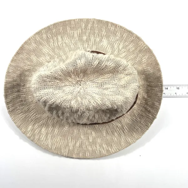 Hinge Womens Knit Fedora Sun Hat Oatmeal Beige Brown Band One‎ Size Boho EUC - Image 6