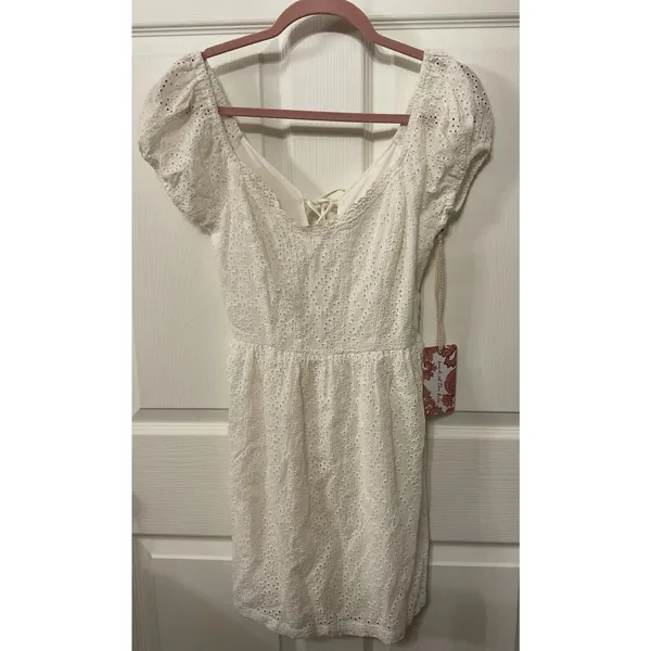 NWT Band of the Free White Eyelet Ariel Mini Dress Corset Lace Back, S - Image 2