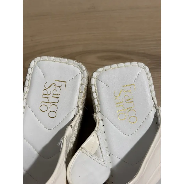 Franco Sarto Clave Espadrille Wedge Sandals White 8.5 M Womens Croc Leather - Image 3