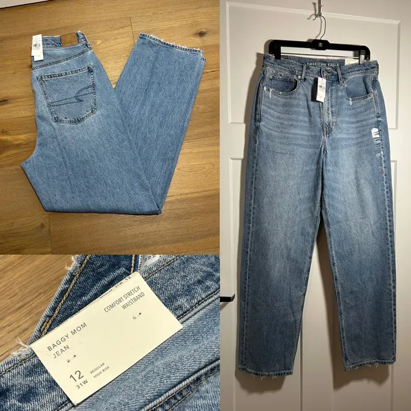American Eagle Size 12 baggy mom jeans super high rise - Image 2