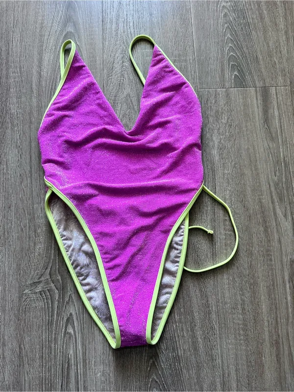 Free People Free-Est Amber Lurex Pink One Piece Swimsuit New‎ Small - Image 5