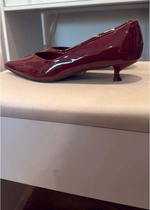 & Other Stories Burgundy Patent Leather Kitten Heels - Image 6